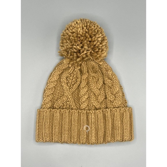 Michael Kors Chunky Cable Knit Pom Pom‎ Beanie Hat Brown Faux Fur NWOT main image 4